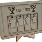 Bord - Daddy's Team met 4 shirtjes