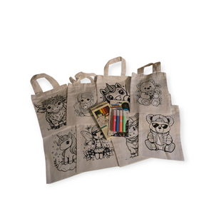 Kleur je eigen tasjes/ Tassen versier set - Met vrolijke designs