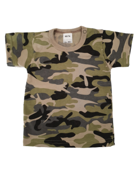 T-shirt korte mouwen camo met tekst of afbeelding