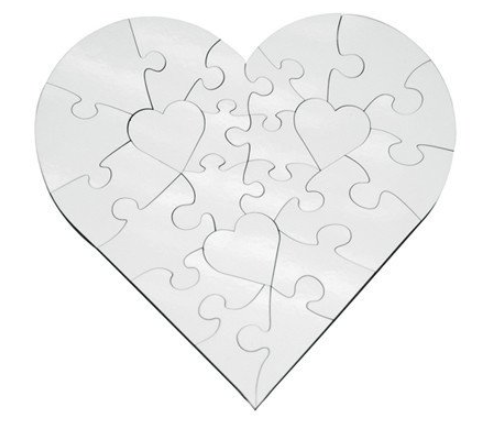MDF puzzel hart 17 x 17 cm. - 23 stukjes